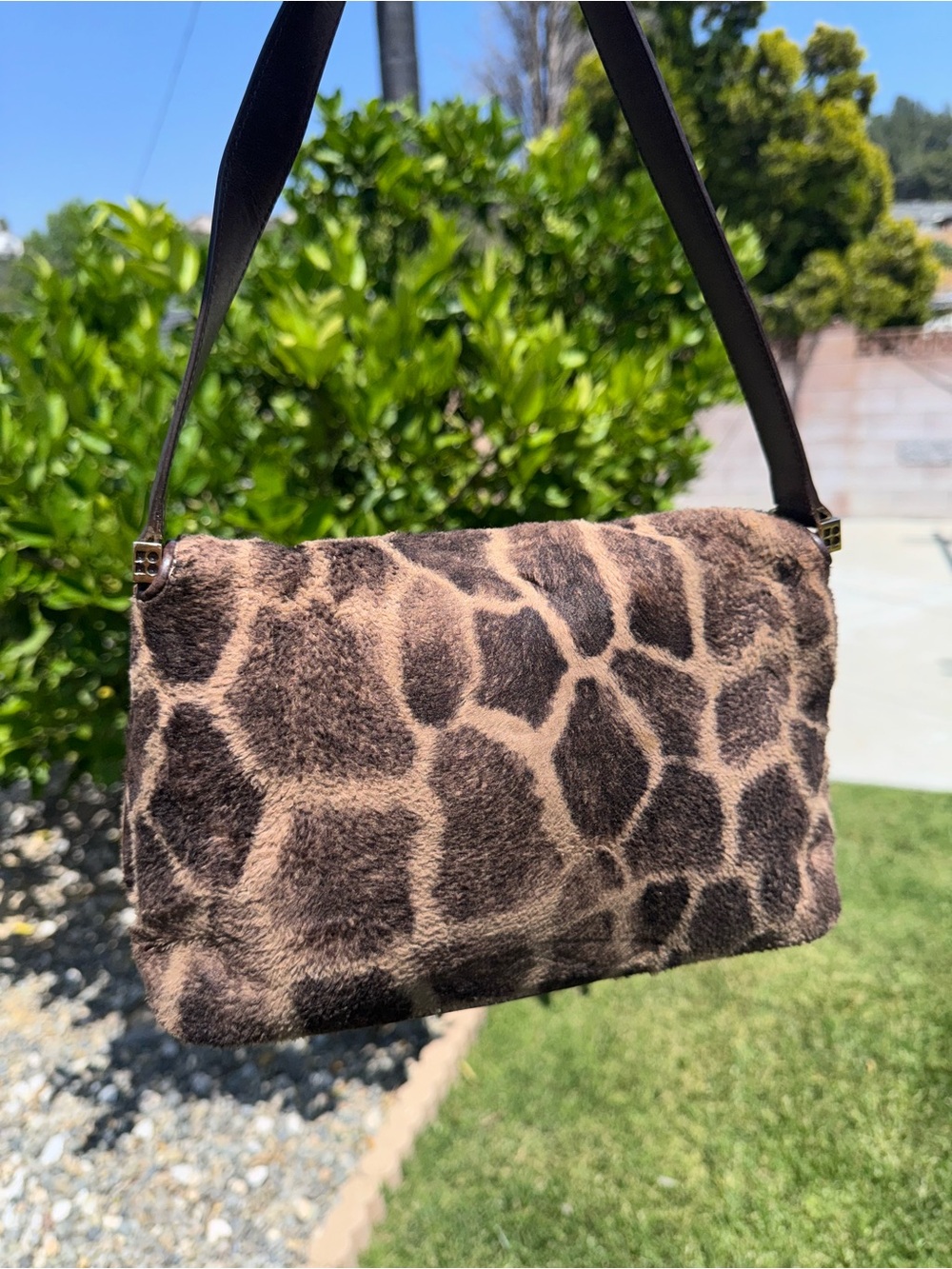 Vintage Kate Spade New York Giraffe Animal Print Brown Shoulder Bag Baguette 90s - Picture 9 of 17
